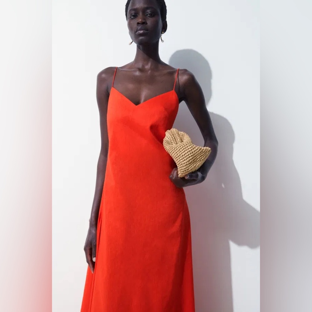 COS The V-Neck Linen Maxi Dress